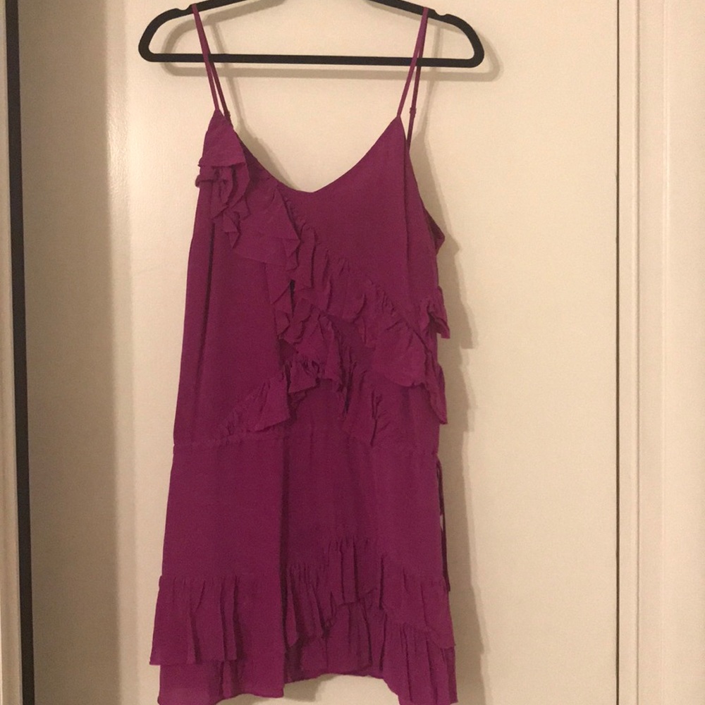 Bright purple ruffled Banana Republic dress